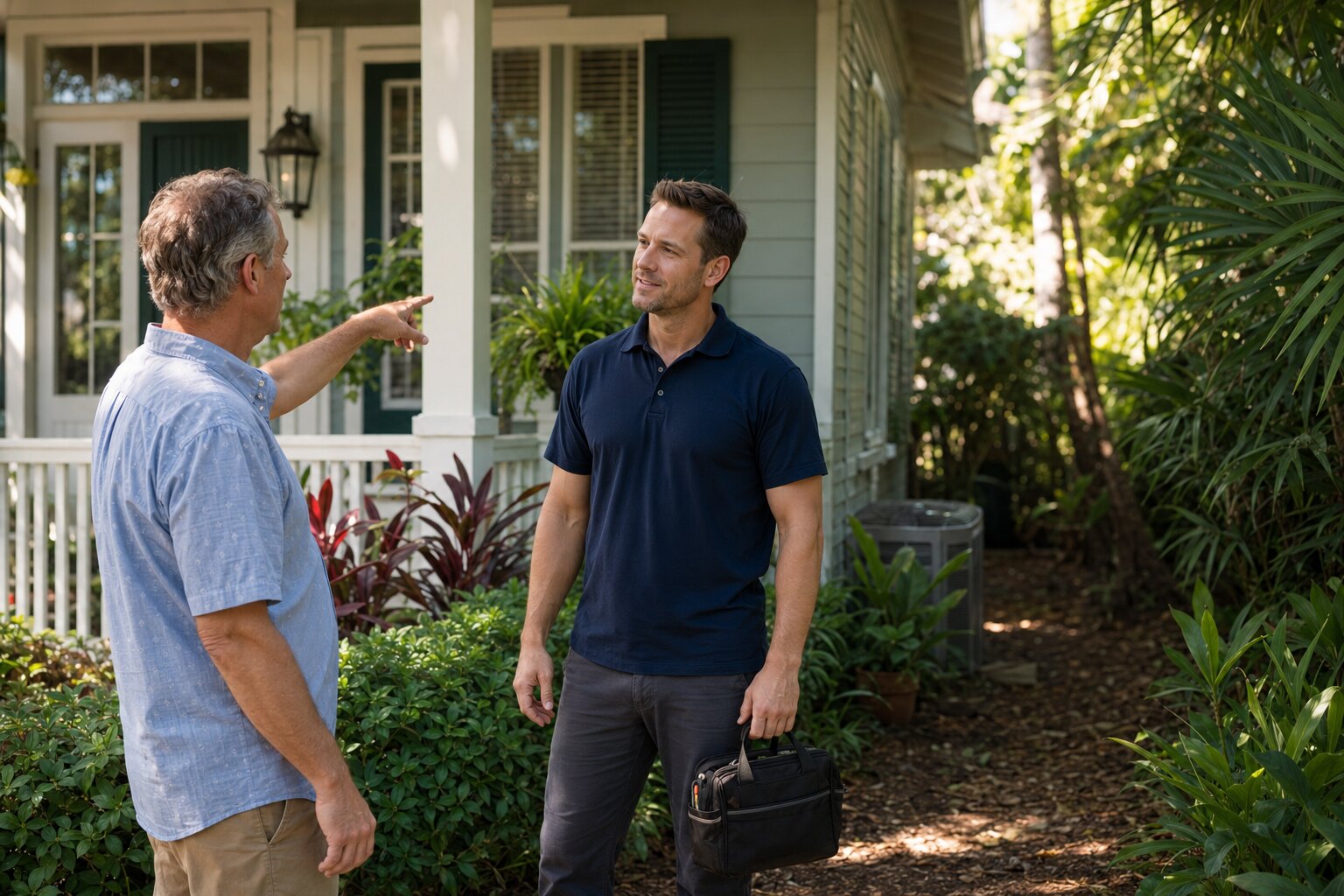 AC technician working at a home in Stuart, Florida